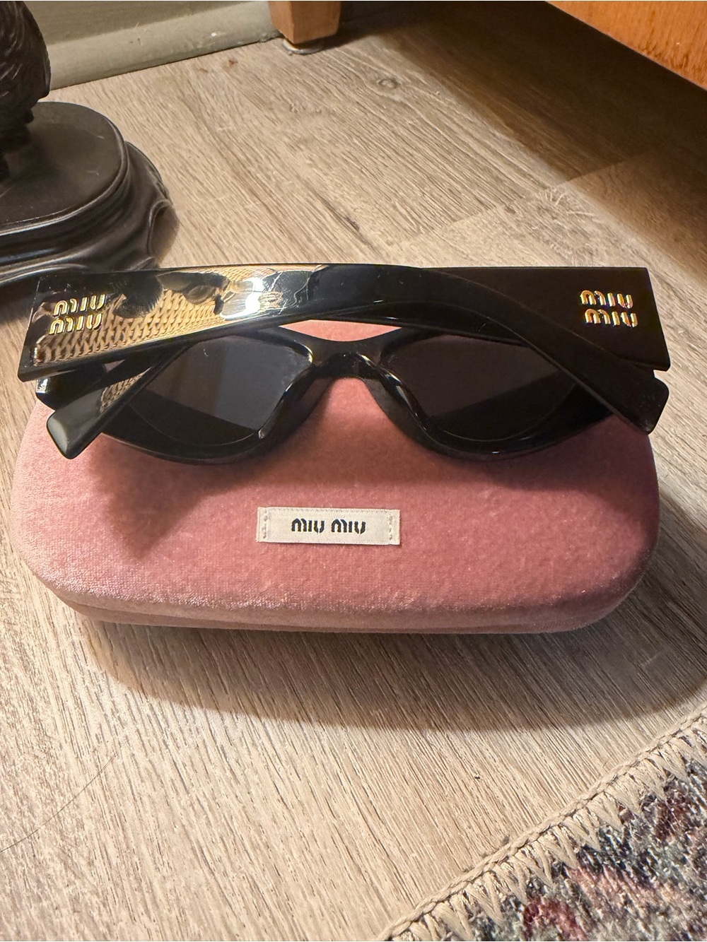 Miu Miu Camel Acetate Cat Eye Sunglasses SMU 06Y Black Ardesia - Picture 8 of 16